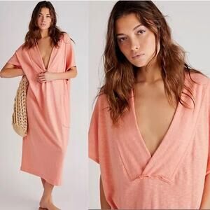 Free People Beach Oversized Coastal Maxi Dress Slouchy Sunshower Women Large